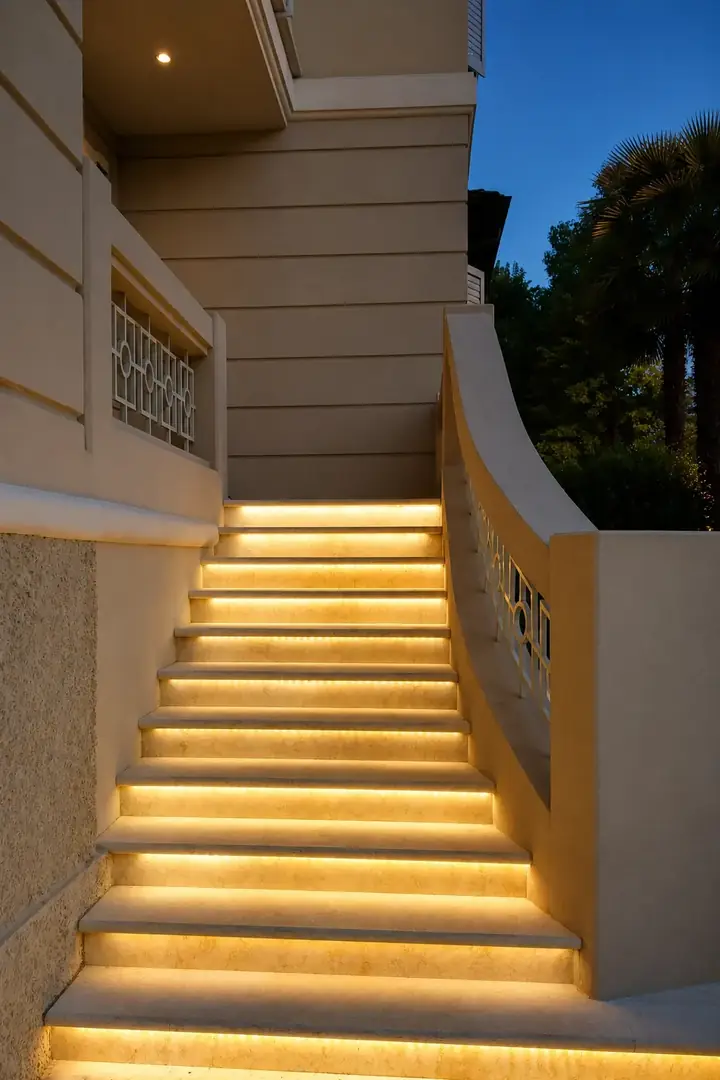 Scala esterna illuminata di Hotel Villa Maranello